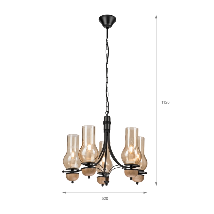 Brilagi - Hängeleuchte an Kette COTTAGE 5xE14/40W/230V Buche/braun