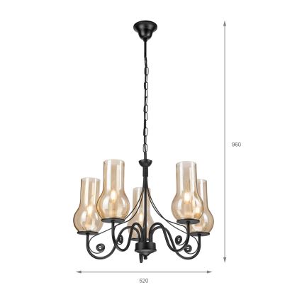 Brilagi - Hängeleuchte an Kette COTTAGE 5xE14/40W/230V schwarz/braun