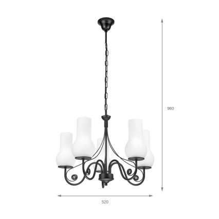 Brilagi - Hängeleuchte an Kette COTTAGE 5xE14/40W/230V schwarz/weiß