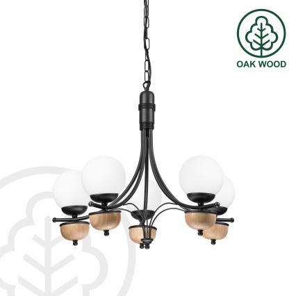 Brilagi - Hängeleuchte an Kette COTTAGE 5xG9/40W/230V Buche/weiß