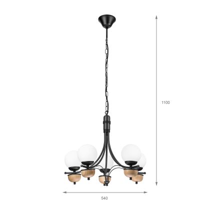 Brilagi - Hängeleuchte an Kette COTTAGE 5xG9/40W/230V Buche/weiß