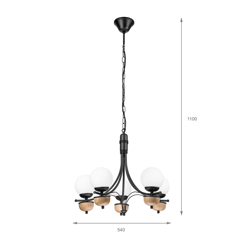 Brilagi - Hängeleuchte an Kette COTTAGE 5xG9/40W/230V Buche/weiß