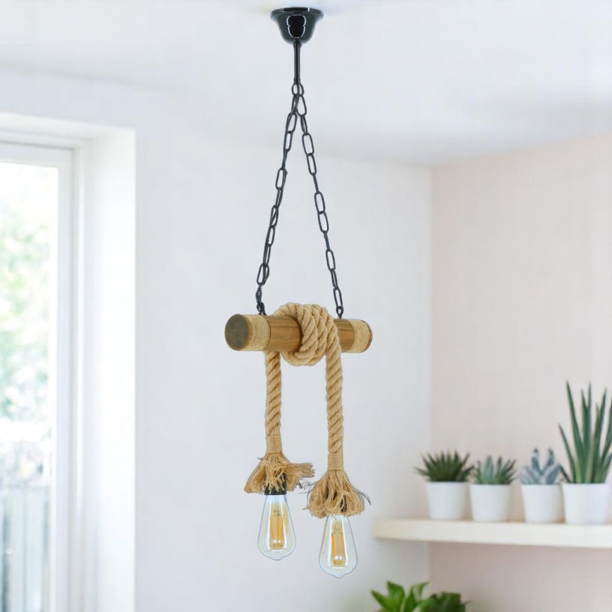 Brilagi - Hängeleuchte an Kette KOS 2xE27/60W/230V Buche