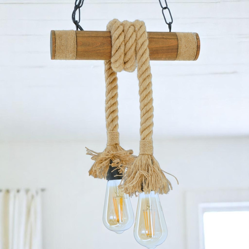 Brilagi - Hängeleuchte an Kette KOS 2xE27/60W/230V Buche