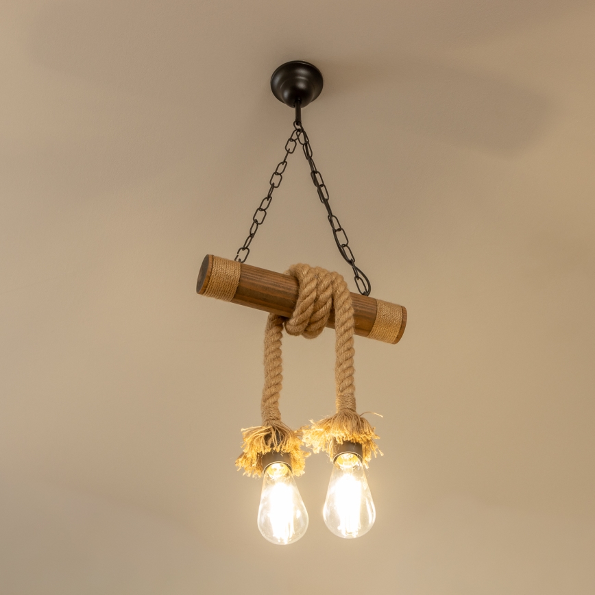 Brilagi - Hängeleuchte an Kette KOS 2xE27/60W/230V Buche