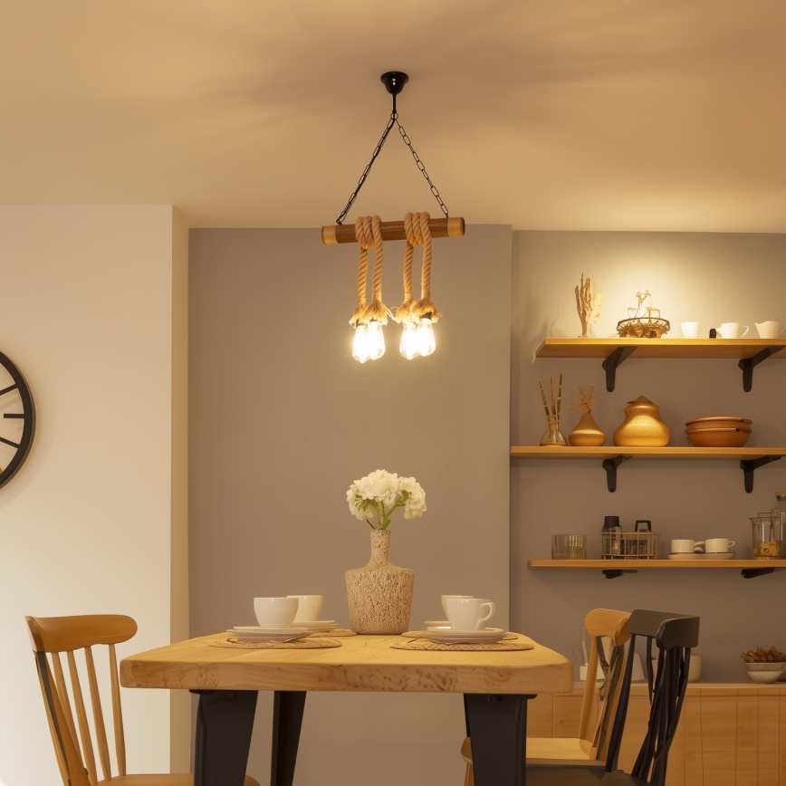 Brilagi - Hängeleuchte an Kette KOS 4xE27/60W/230V Buche