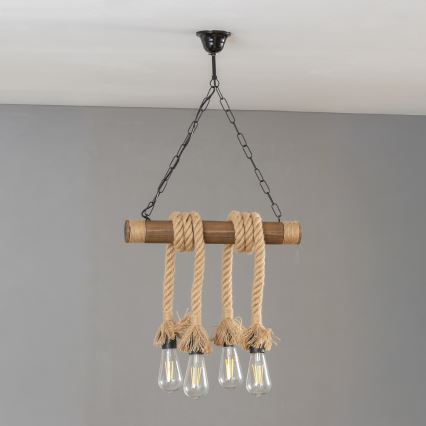 Brilagi - Hängeleuchte an Kette KOS 4xE27/60W/230V Buche