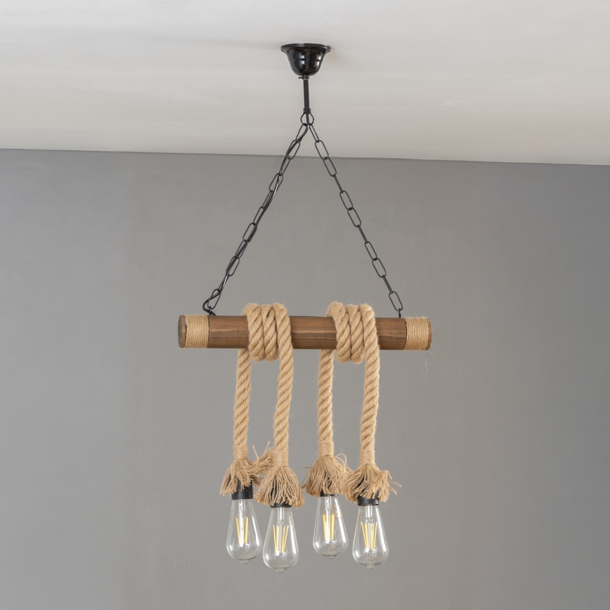 Brilagi - Hängeleuchte an Kette KOS 4xE27/60W/230V Buche