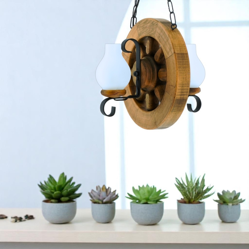 Brilagi - Hängeleuchte an Kette ROATA 2xE14/40W/230V Buche