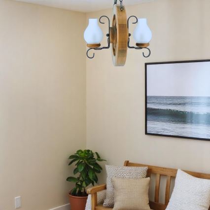 Brilagi - Hängeleuchte an Kette ROATA 2xE14/40W/230V Buche