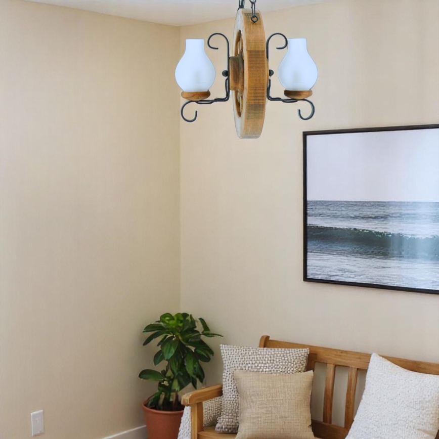 Brilagi - Hängeleuchte an Kette ROATA 2xE14/40W/230V Buche