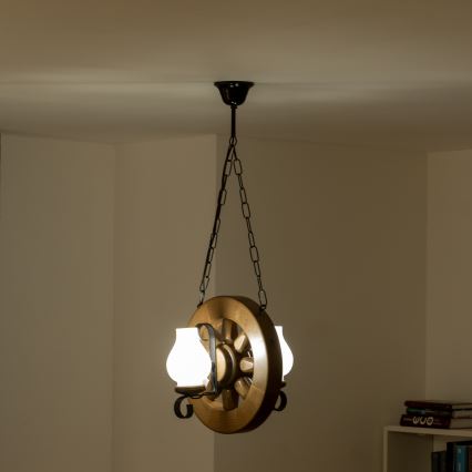 Brilagi - Hängeleuchte an Kette ROATA 2xE14/40W/230V Buche/Walnuss