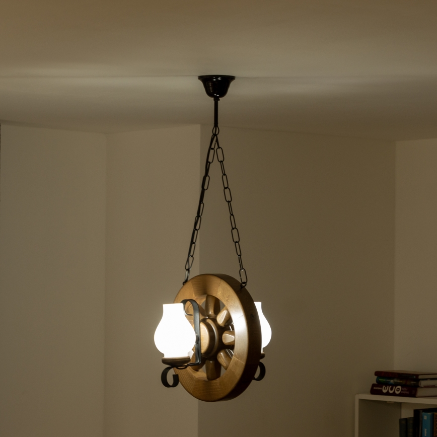 Brilagi - Hängeleuchte an Kette ROATA 2xE14/40W/230V Buche/Walnuss