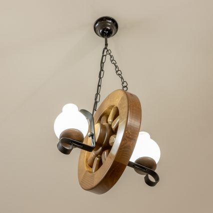 Brilagi - Hängeleuchte an Kette ROATA 2xE14/40W/230V Buche/Walnuss