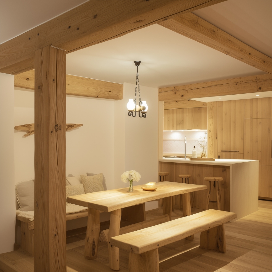 Brilagi - Hängeleuchte an Kette RUSTIC 2xE14/40W/230V Buche