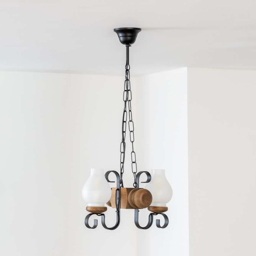 Brilagi - Hängeleuchte an Kette RUSTIC 2xE14/40W/230V Buche