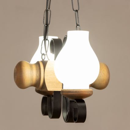 Brilagi - Hängeleuchte an Kette RUSTIC 2xE14/40W/230V Buche