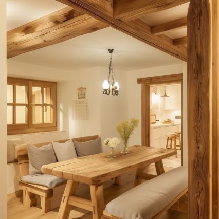 Brilagi - Hängeleuchte an Kette RUSTIC 2xE14/40W/230V Buche/Walnuss