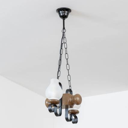 Brilagi - Hängeleuchte an Kette RUSTIC 2xE14/40W/230V Buche/Walnuss