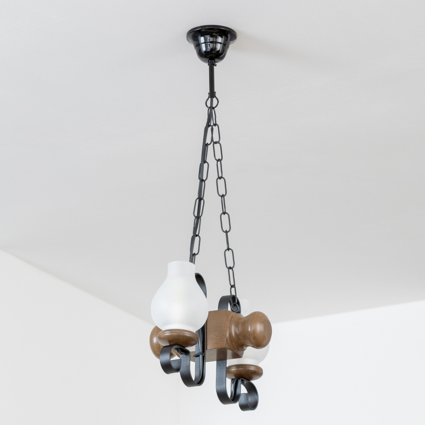 Brilagi - Hängeleuchte an Kette RUSTIC 2xE14/40W/230V Buche/Walnuss