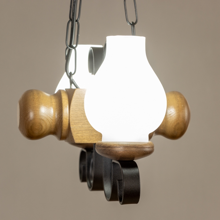 Brilagi - Hängeleuchte an Kette RUSTIC 2xE14/40W/230V Buche/Walnuss