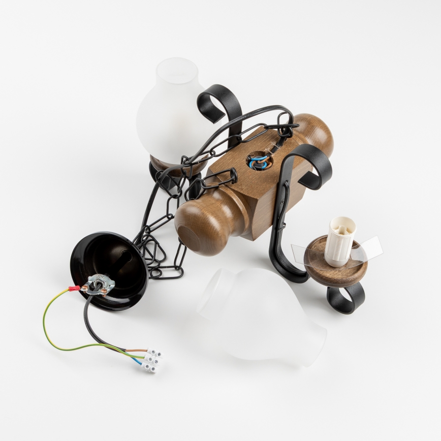 Brilagi - Hängeleuchte an Kette RUSTIC 2xE14/40W/230V Buche/Walnuss