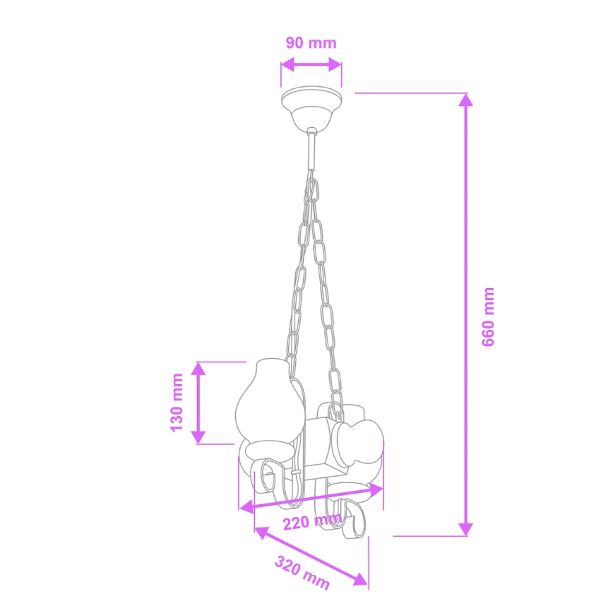 Brilagi - Hängeleuchte an Kette RUSTIC 2xE14/40W/230V Buche/Walnuss