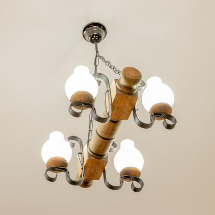 Brilagi - Hängeleuchte an Kette RUSTIC 4xE14/40W/230V Buche
