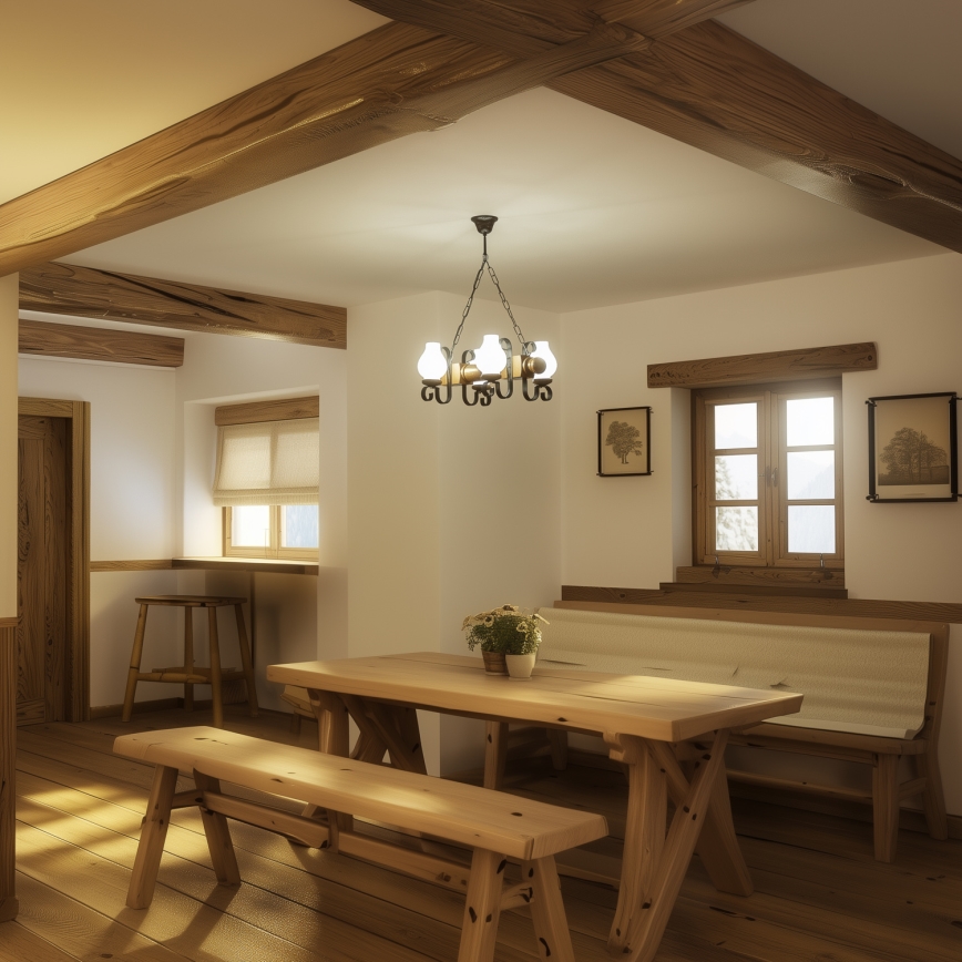 Brilagi - Hängeleuchte an Kette RUSTIC 4xE14/40W/230V Buche/Walnuss