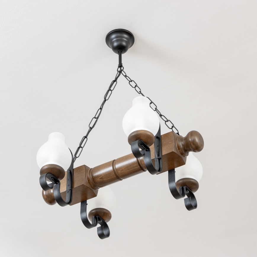 Brilagi - Hängeleuchte an Kette RUSTIC 4xE14/40W/230V Buche/Walnuss