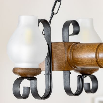 Brilagi - Hängeleuchte an Kette RUSTIC 4xE14/40W/230V Buche/Walnuss