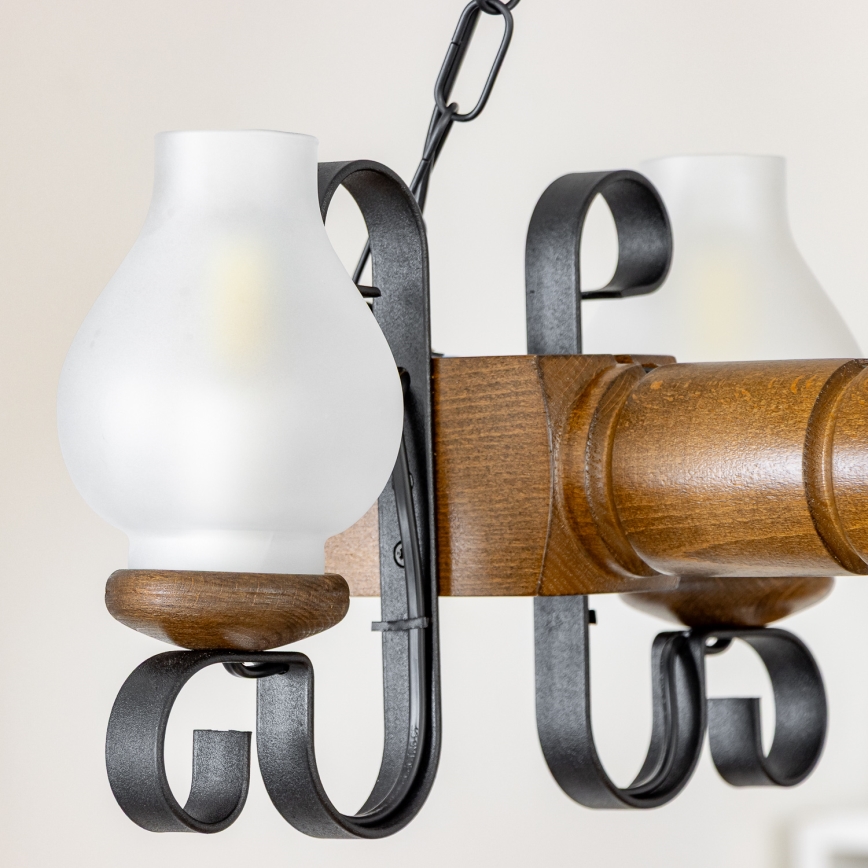 Brilagi - Hängeleuchte an Kette RUSTIC 4xE14/40W/230V Buche/Walnuss