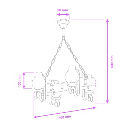 Brilagi - Hängeleuchte an Kette RUSTIC 4xE14/40W/230V Buche/Walnuss