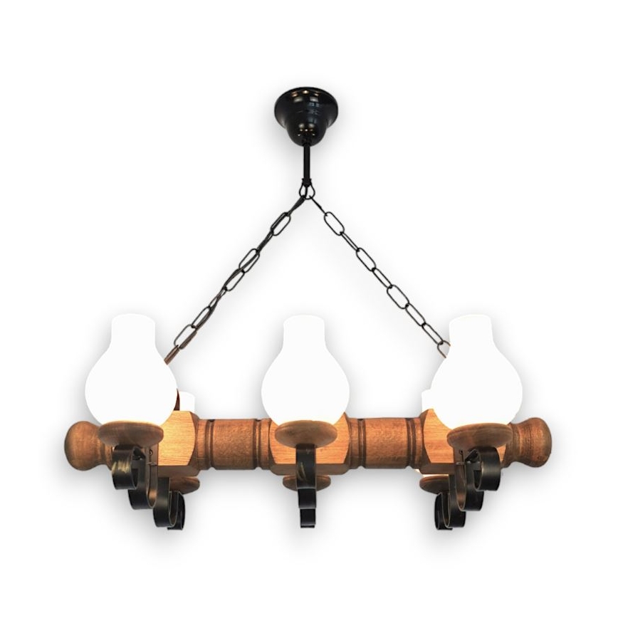 Brilagi - Hängeleuchte an Kette RUSTIC 6xE14/40W/230V Buche