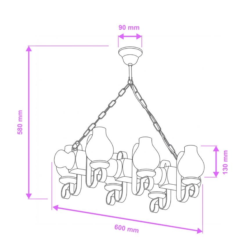 Brilagi - Hängeleuchte an Kette RUSTIC 6xE14/40W/230V Buche