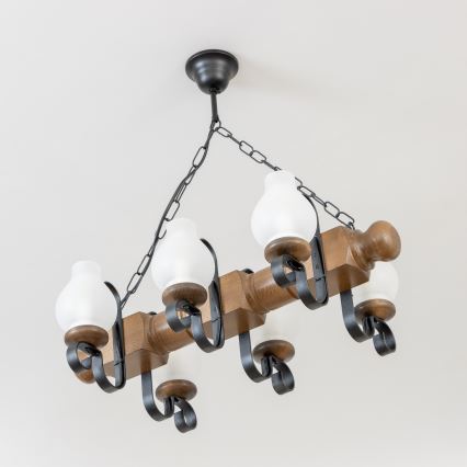 Brilagi - Hängeleuchte an Kette RUSTIC 6xE14/40W/230V Buche/Walnuss