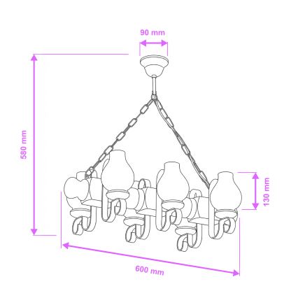 Brilagi - Hängeleuchte an Kette RUSTIC 6xE14/40W/230V Buche/Walnuss