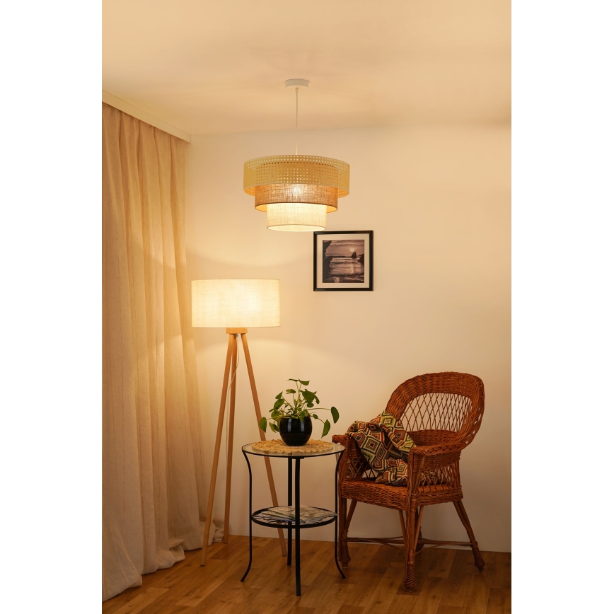 Brilagi - Hängeleuchte CEDAR LUNETA 1xE27/15W/230V d 45 cm beige/braun/cremefarben