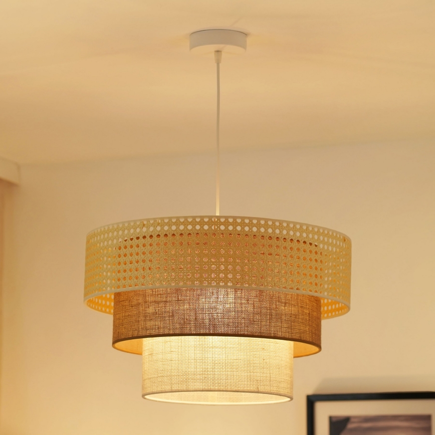 Brilagi - Hängeleuchte CEDAR LUNETA 1xE27/15W/230V d 45 cm beige/braun/cremefarben