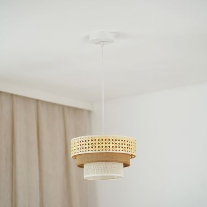 Brilagi - Hängeleuchte an Kabel CEDAR LUNETA 1xE27/15W/230V Ø 25 cm Rattan/Braun/Creme