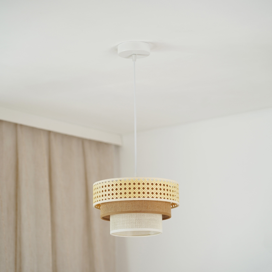 Brilagi - Hängeleuchte an Kabel CEDAR LUNETA 1xE27/15W/230V Ø 25 cm Rattan/Braun/Creme