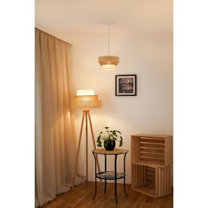 Brilagi - Hängeleuchte an Kabel CEDAR LUNETA 1xE27/15W/230V Ø 25 cm Rattan/Braun/Creme