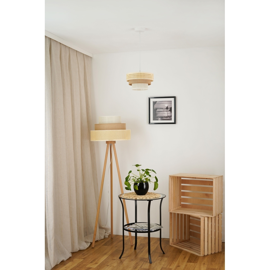 Brilagi - Hängeleuchte an Kabel CEDAR LUNETA 1xE27/15W/230V Ø 25 cm Rattan/Braun/Creme