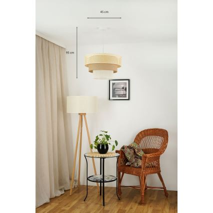 Brilagi - Hängeleuchte an Kabel CEDAR LUNETA 1xE27/15W/230V Ø 45 cm Rattan/braun/creme