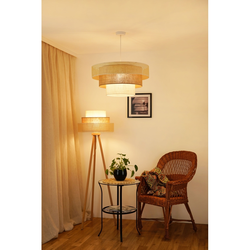 Brilagi - Hängeleuchte an Kabel CEDAR LUNETA 1xE27/15W/230V Ø 60 cm Rattan/braun/creme
