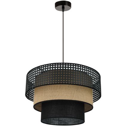Brilagi - Hängeleuchte an Kabel DAKOTA LUNETA 1xE27/15W/230V Ø 45 cm schwarz/Rattan