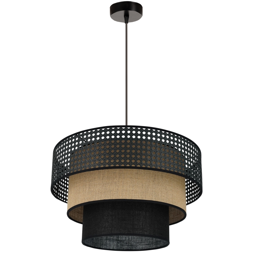 Brilagi - Hängeleuchte an Kabel DAKOTA LUNETA 1xE27/15W/230V Ø 45 cm schwarz/Rattan