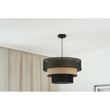 Brilagi - Hängeleuchte an Kabel DAKOTA LUNETA 1xE27/15W/230V Ø 45 cm schwarz/Rattan