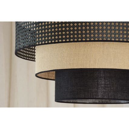 Brilagi - Hängeleuchte an Kabel DAKOTA LUNETA 1xE27/15W/230V Ø 45 cm schwarz/Rattan