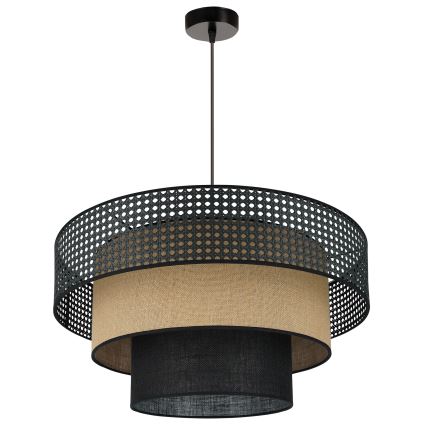 Brilagi - Hängeleuchte an Kabel DAKOTA LUNETA 1xE27/15W/230V Ø 60 cm schwarz/Rattan